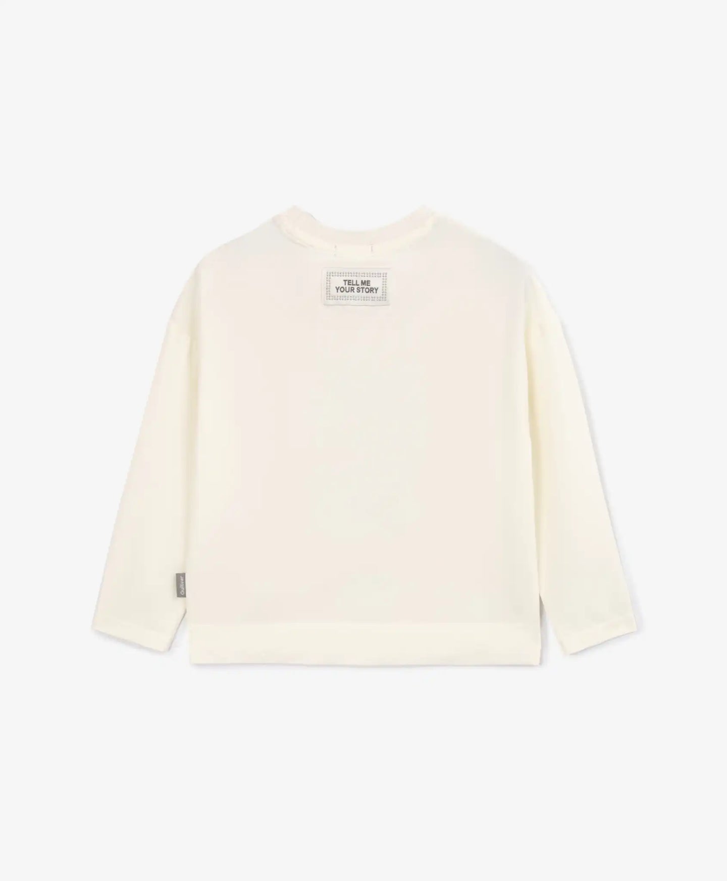Longsleeve cu decorație mare crem pentru fete Gulliver