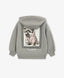 Hoodie deschis din material fleece cu imprimeu gri pentru fete Gulliver