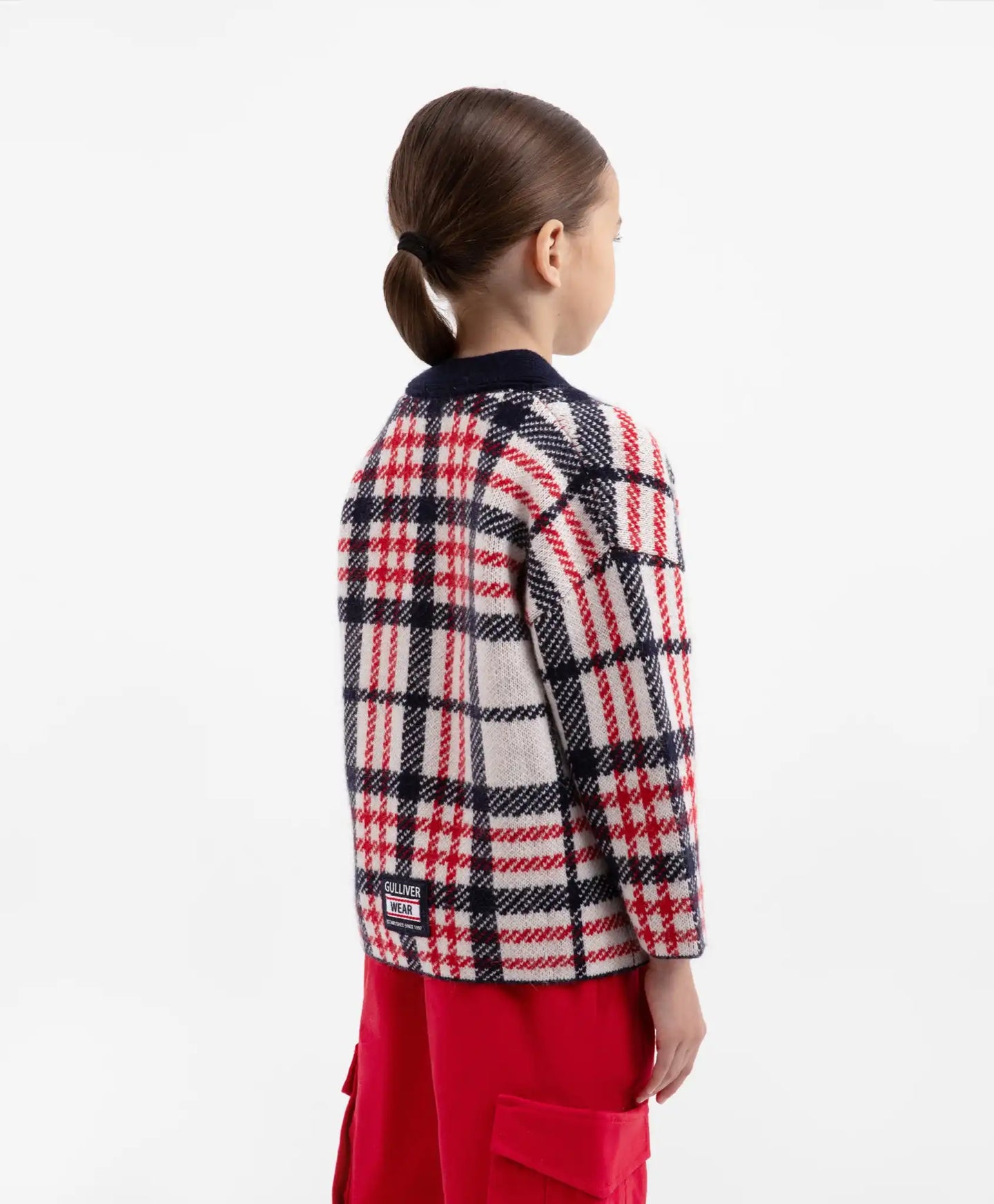 Cardigan tricotat în carouri, multicolor, pentru fată, Gulliver