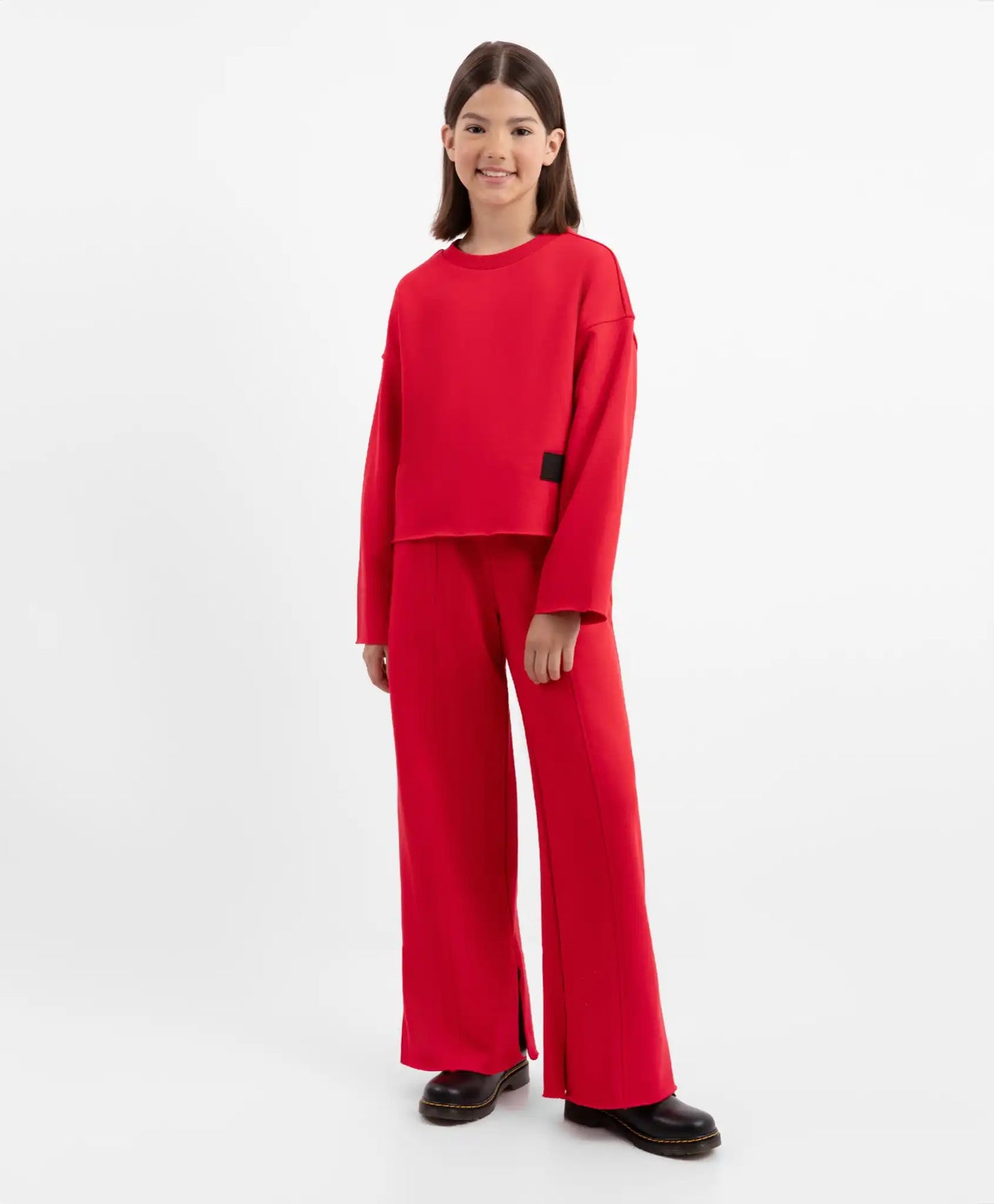 Pantaloni largi din footer, cu tăieturi, roșii, pentru fată, Gulliver