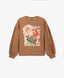 Longsleeve tricotat cu mâneci voluminoase și imprimeu maro pentru fete Gulliver