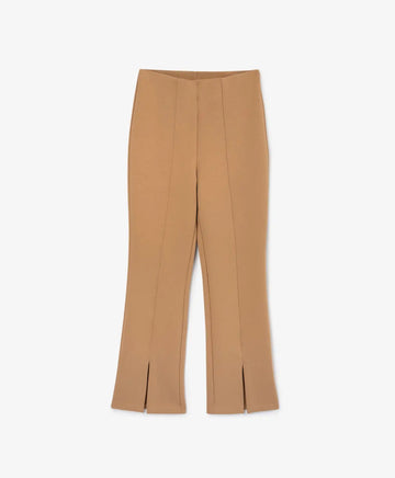 Pantaloni tricot evazați, cu tăieturi, maro, pentru fată, Gulliver