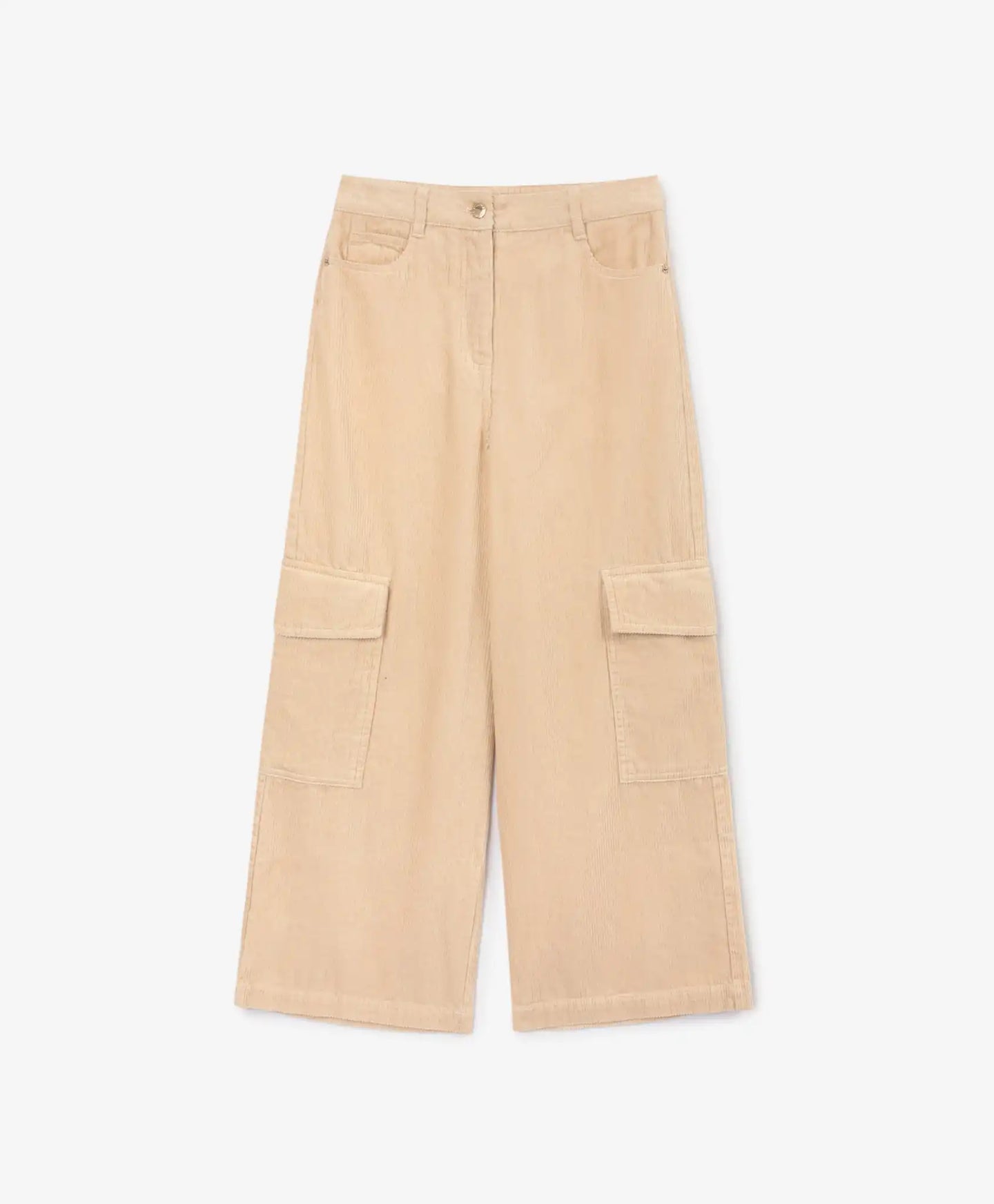 Pantaloni din catifea, cu buzunare cargo, bej, pentru fată, Gulliver