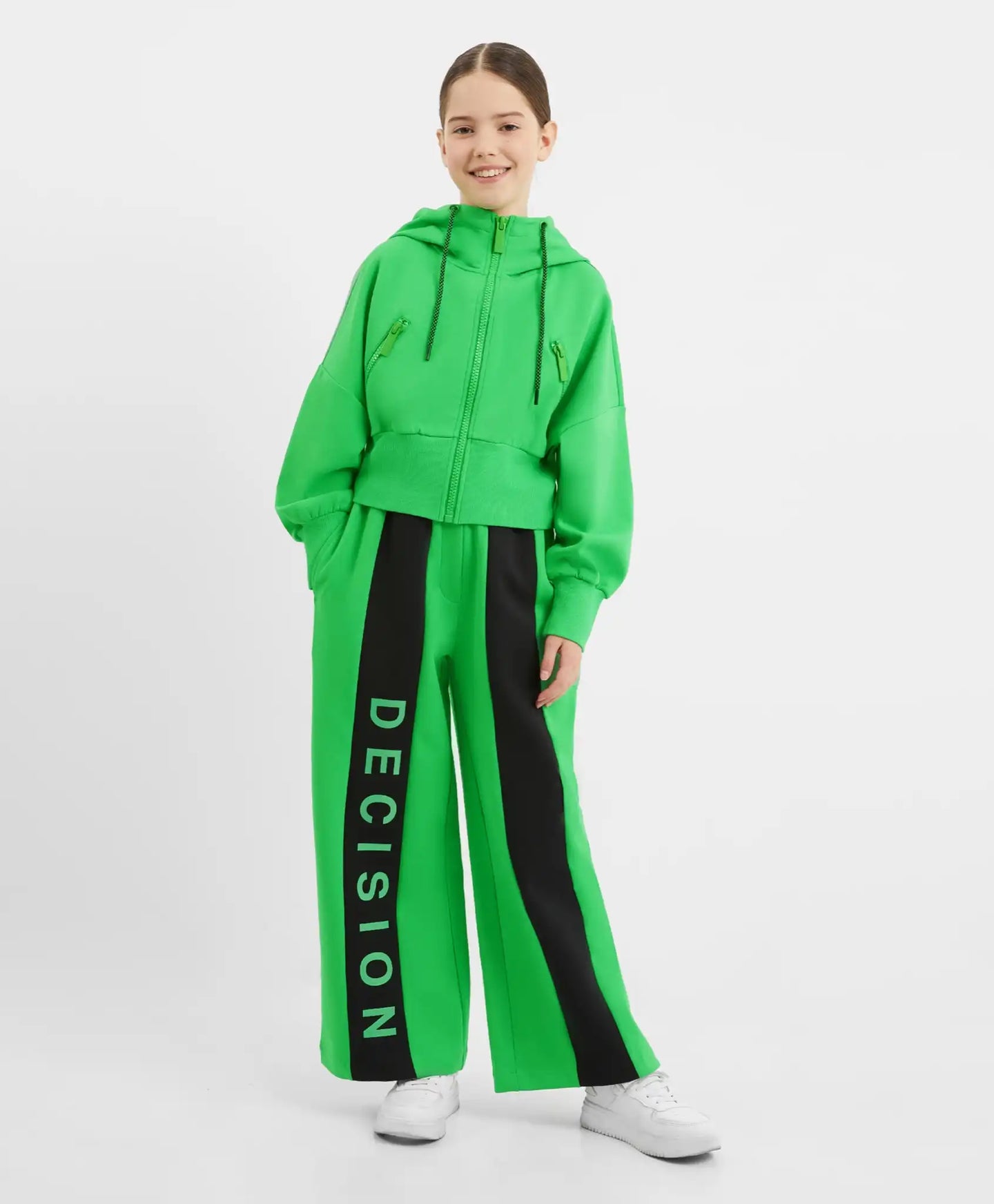Pantaloni tricot largi, verzi, pentru fată, Gulliver