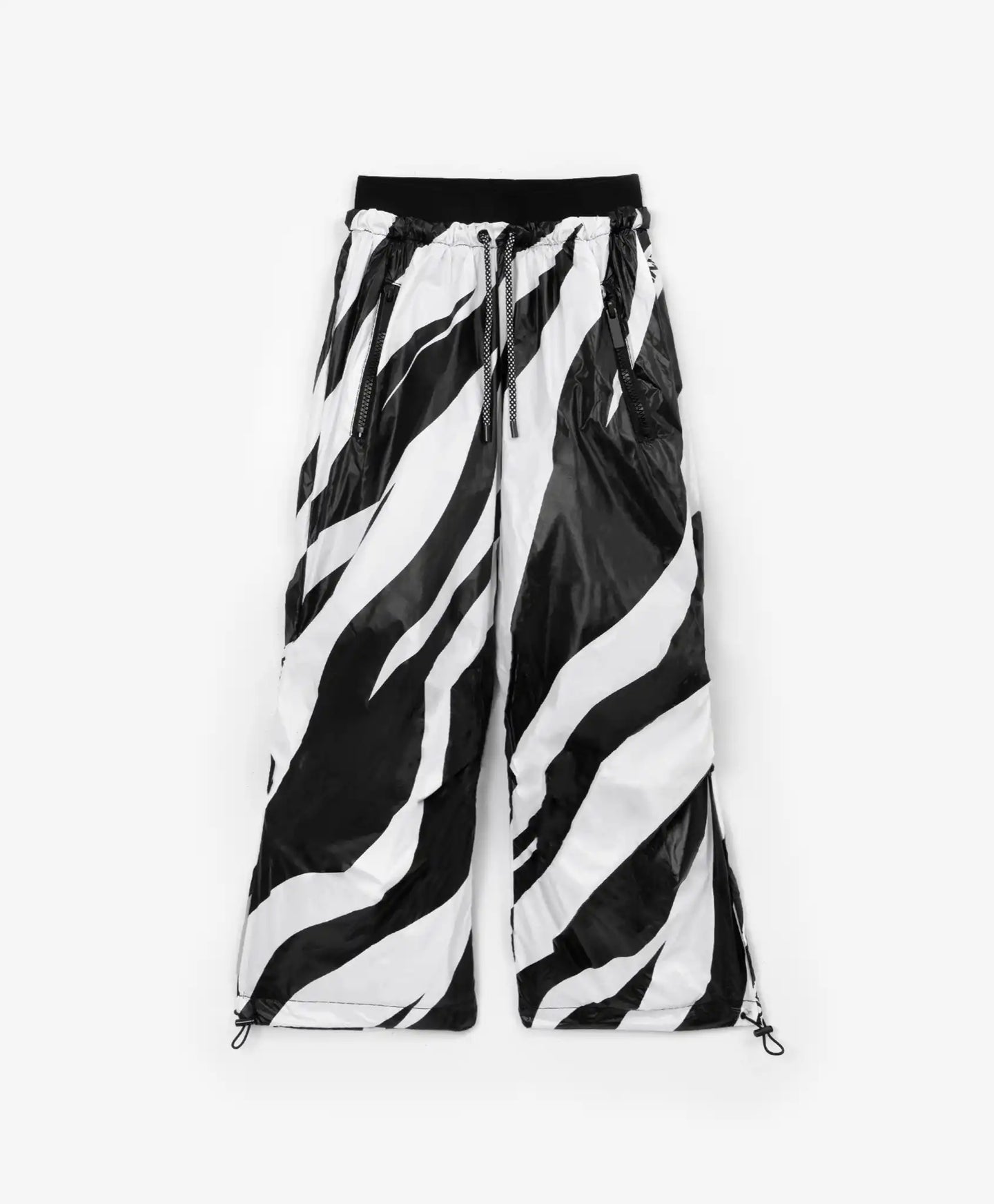 Pantaloni fleece, cu imprimeu alb-negru, pentru fată, Gulliver