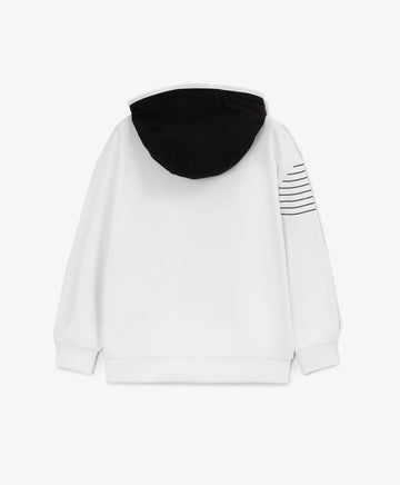 Hoodie alb din material fleece cu fermoar asimetric pentru băieți Gulliver