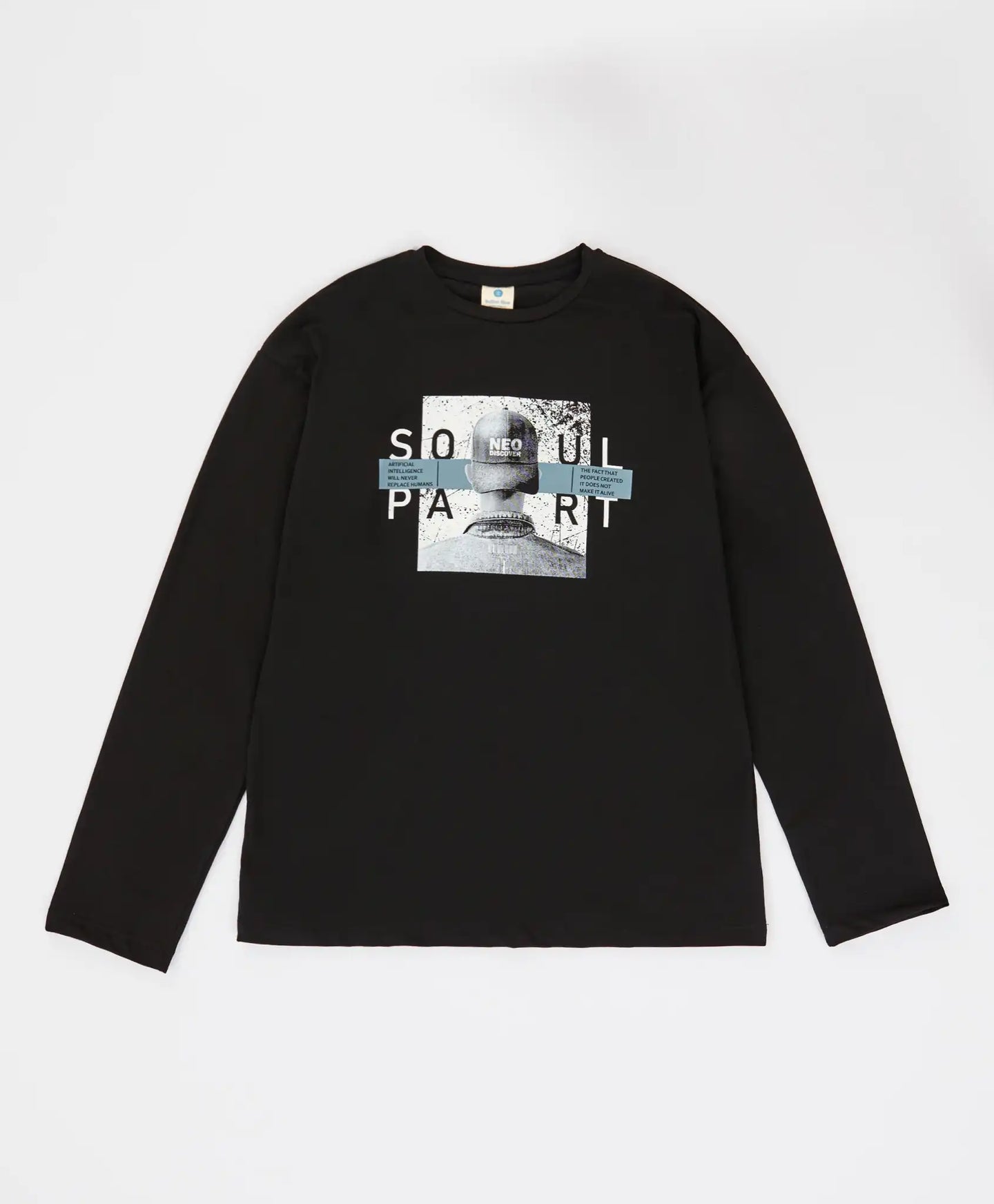 Longsleeve cu imprimeu, negru, pentru băiat, Button Blue