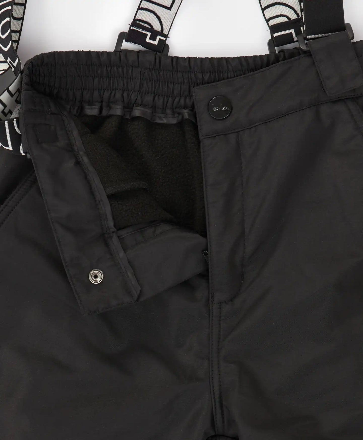 Pantaloni căptușiți, de sezon intermediar, cu bretele detașabile, negri, pentru copii, Button Blue