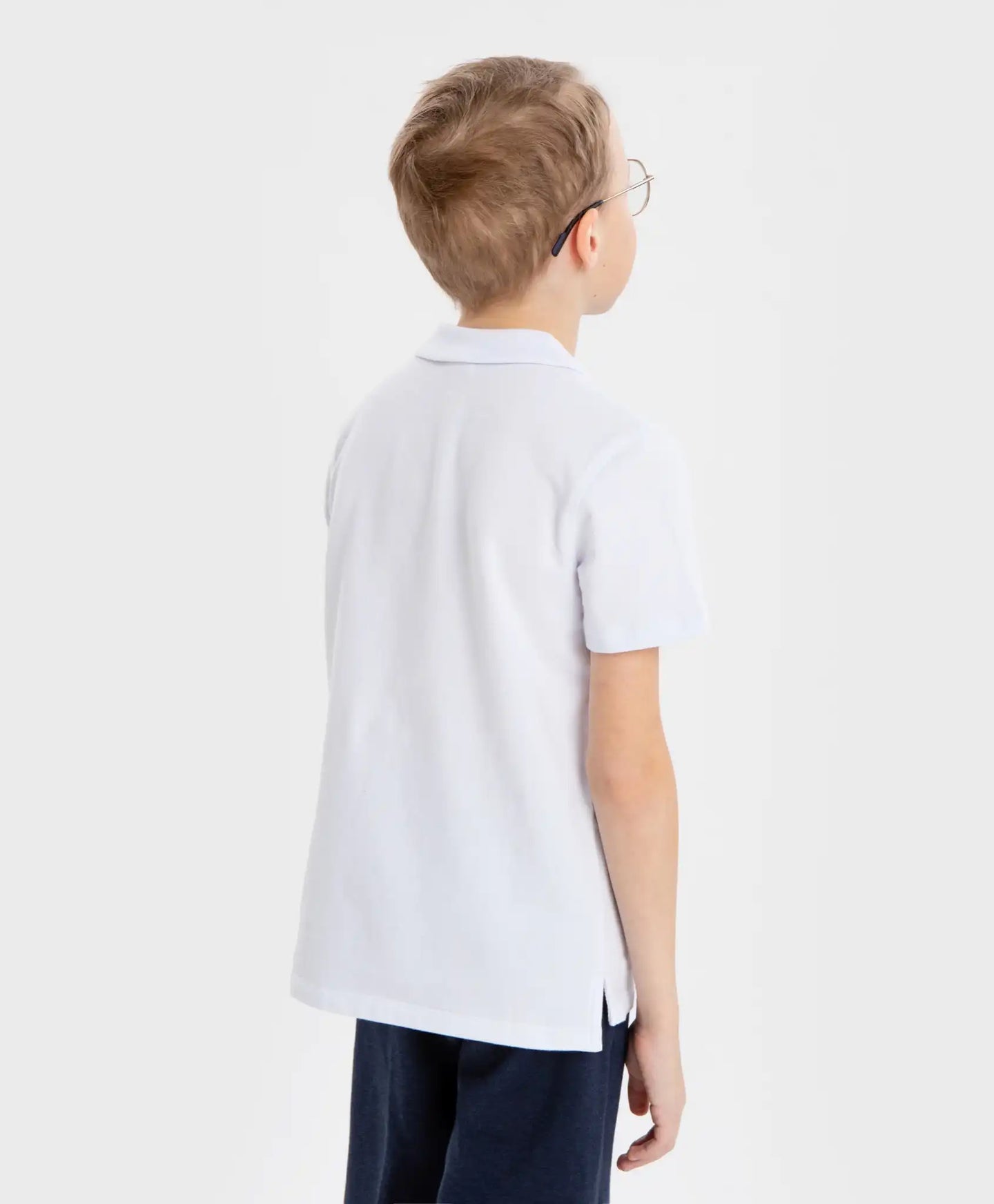 Polo din pique, alb, Button Blue
