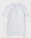 Polo din pique, alb, Button Blue