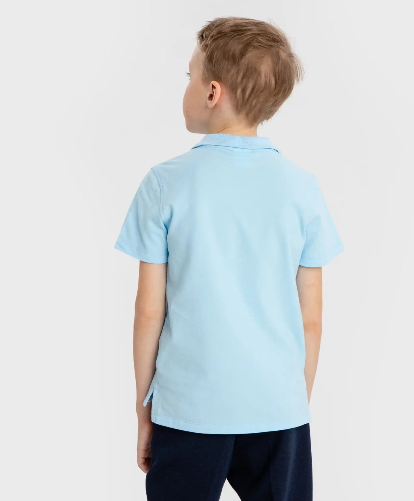 Polo din pique, cu guler, albastru, Button Blue