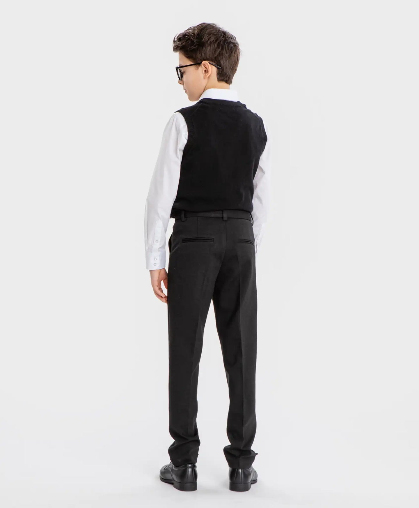 Pantaloni cu dungi presate, negri, pentru băiat, Button Blue