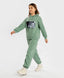 Hanorac oversized cu glugă și imprimeu verde pentru fete Button Blue