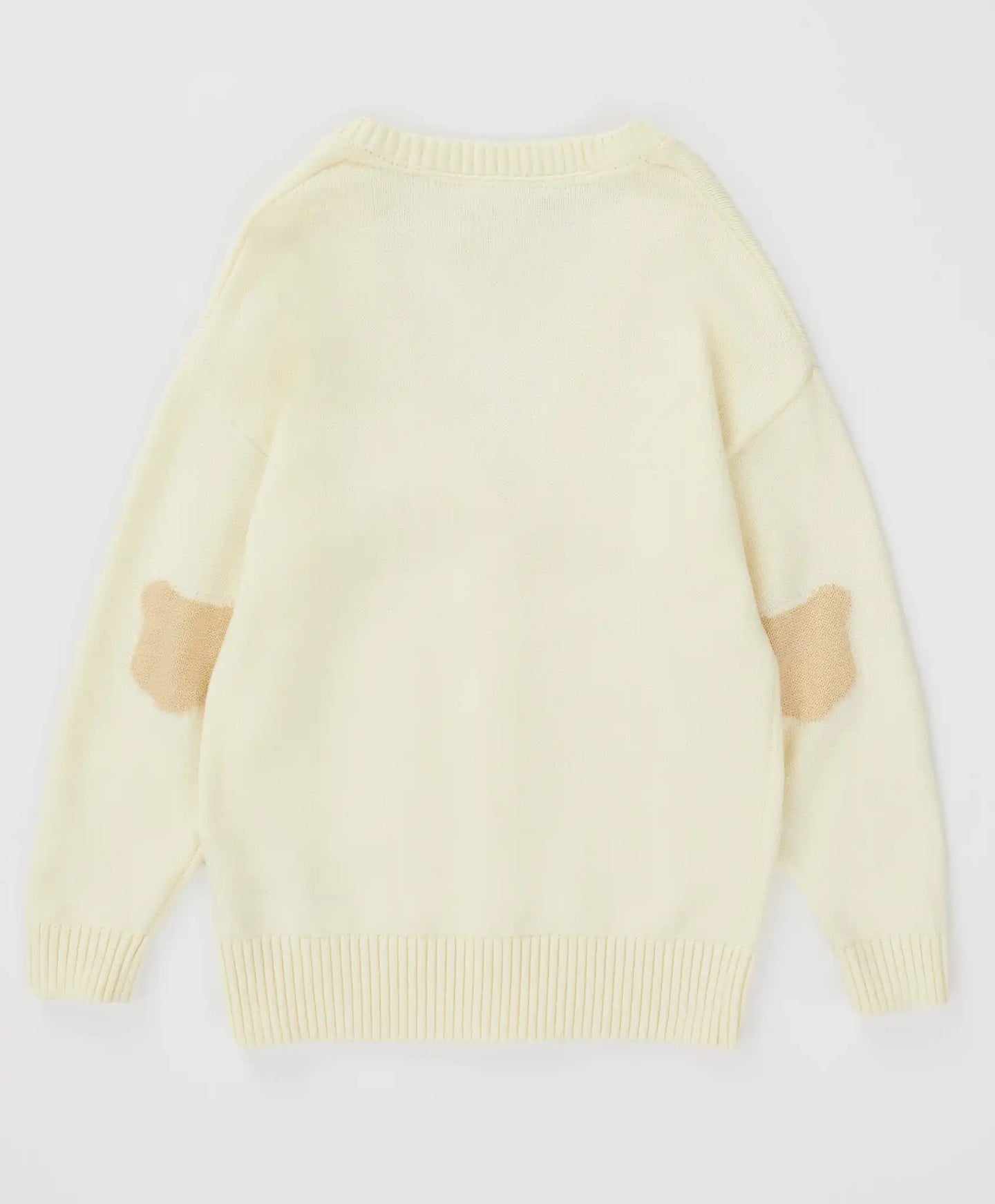 Cardigan cu nasturi și desen pe coate, crem, pentru fată, Button Blue