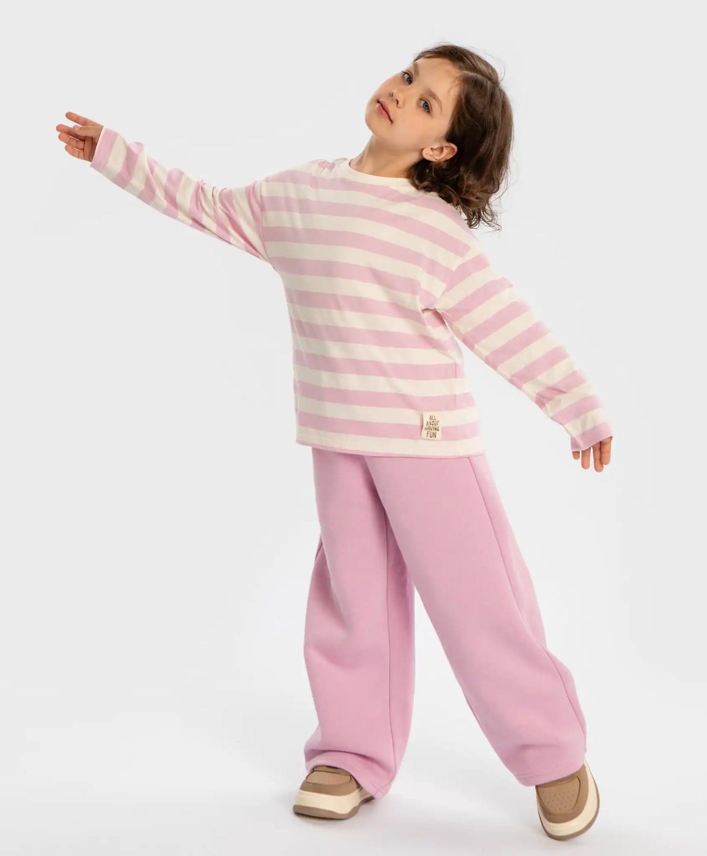 Longsleeve cu dungi multicolore pentru fete Button Blue