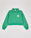 Hanorac scurt cu guler deschis și fermoar verde pentru fete Button Blue