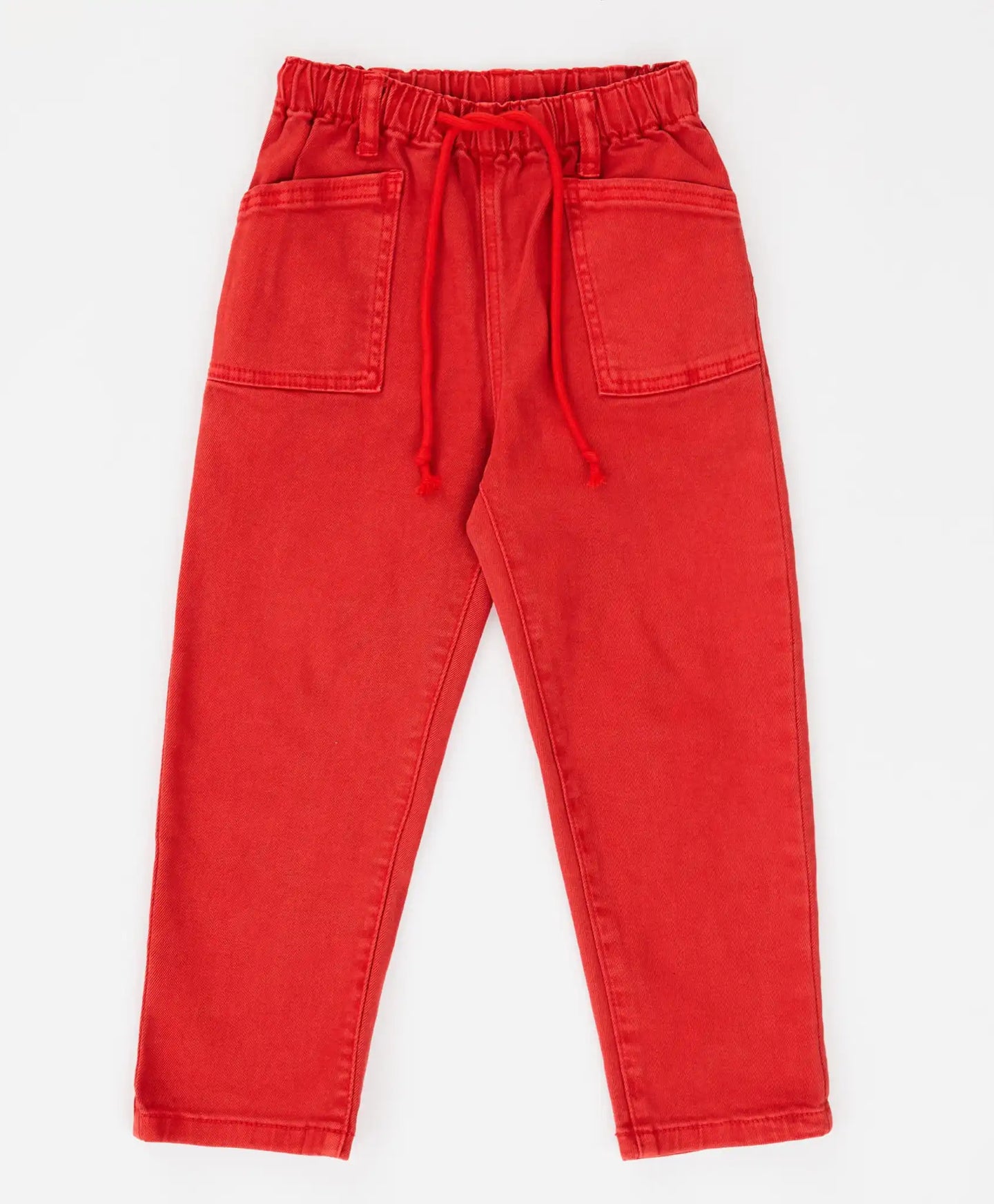 Blugi Mom fit, cu talie elastică și buzunare, corai, pentru fată, Button Blue