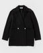 Sacou oversized cu două rânduri de nasturi și buzunare, negru Button Blue