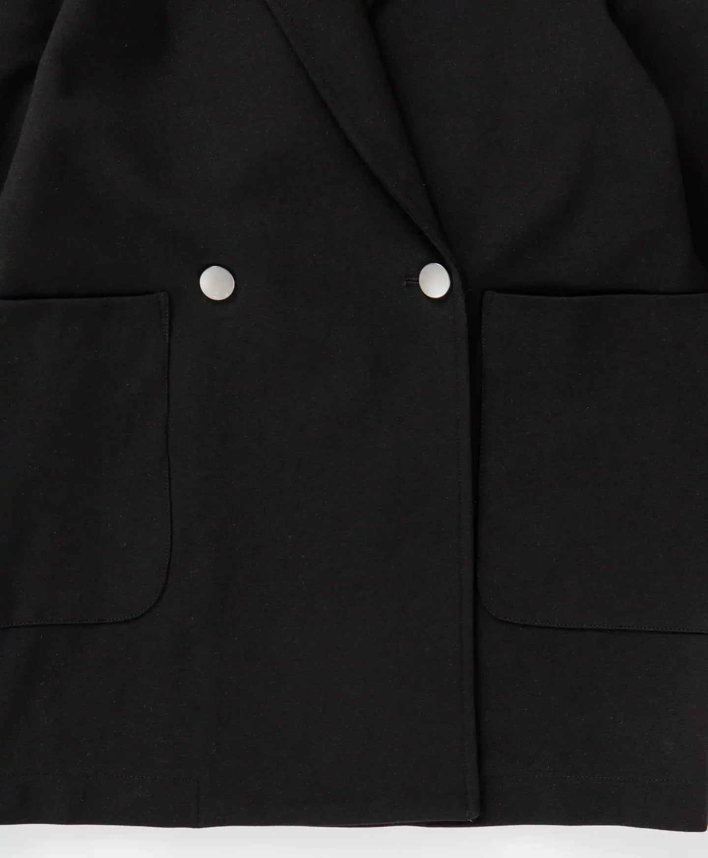 Sacou oversized cu două rânduri de nasturi și buzunare, negru Button Blue