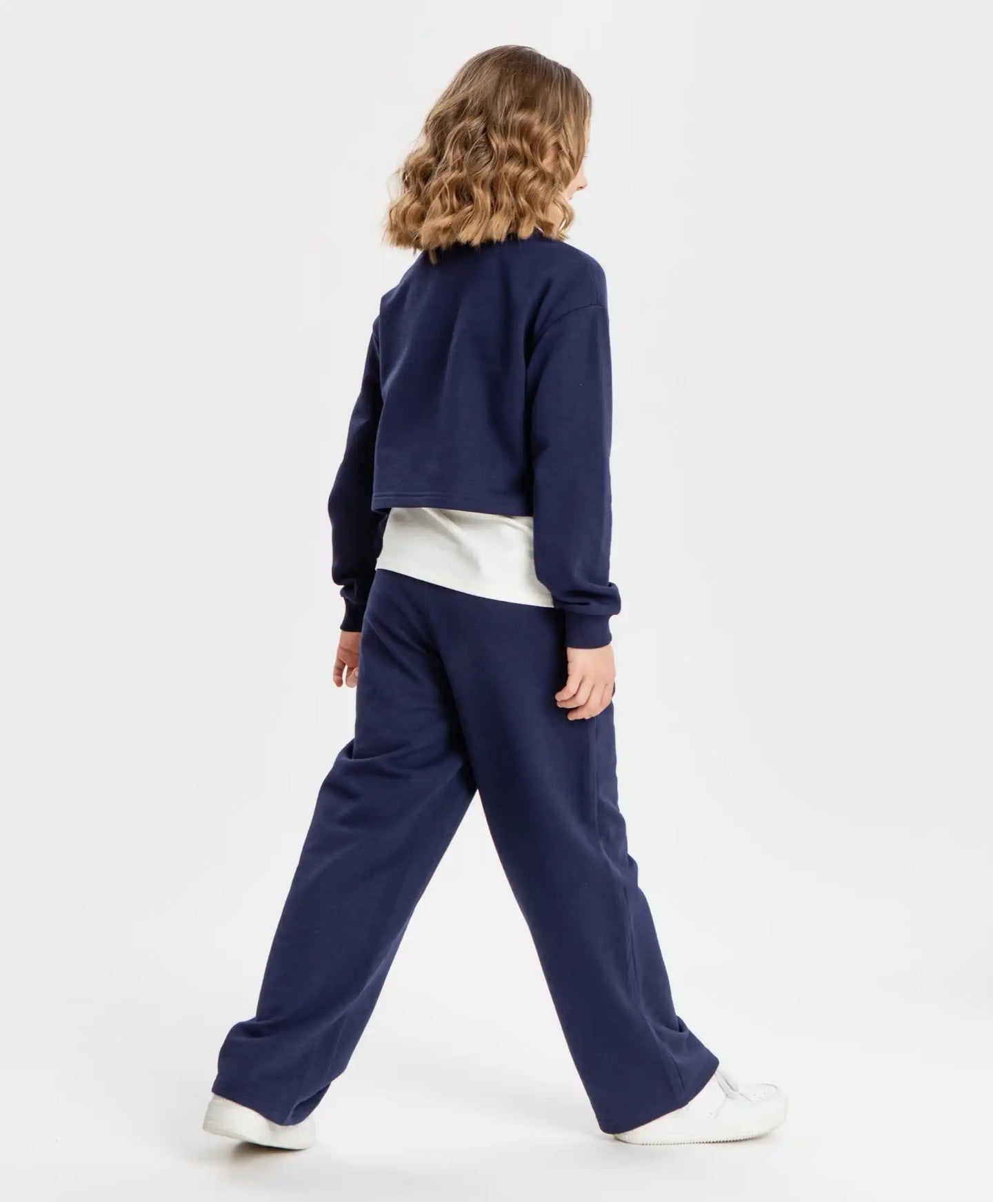 Pantaloni largi, cu dungi laterale, albaștri, Button Blue