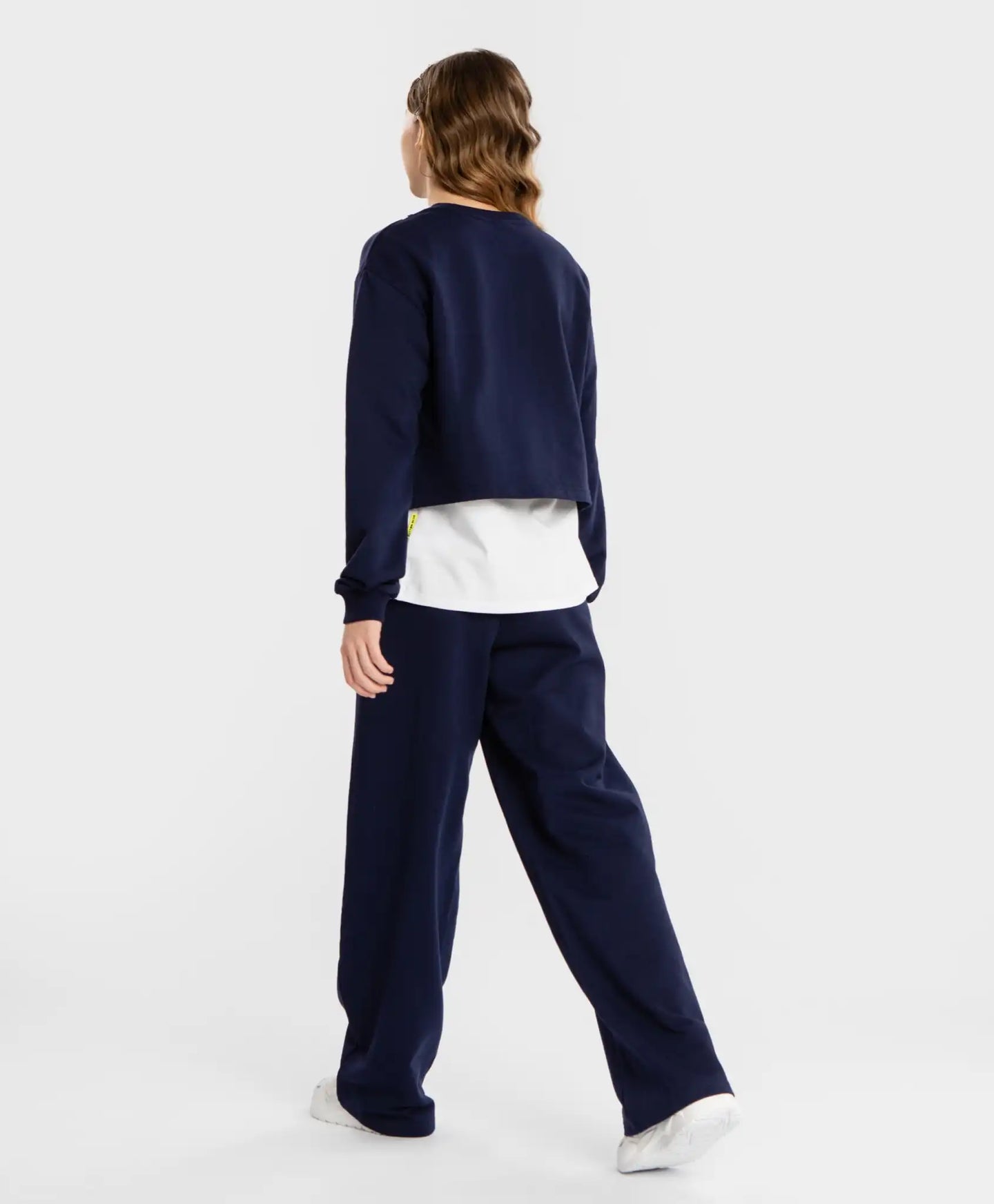 Pantaloni largi, cu dungi laterale, albaștri, Button Blue