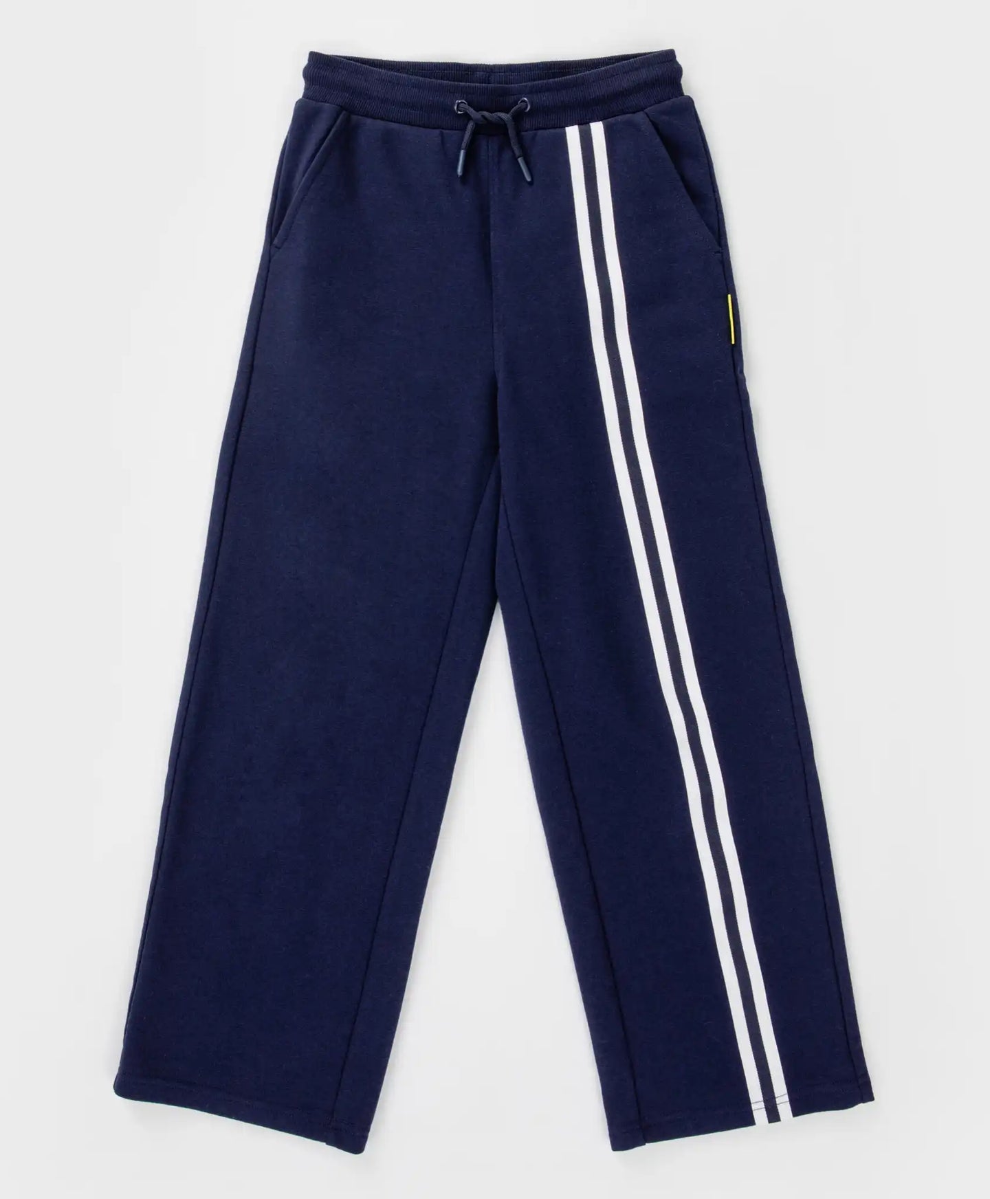 Pantaloni largi, cu dungi laterale, albaștri, Button Blue