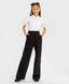 Pantaloni palazzo cu pliuri, negri, Button Blue