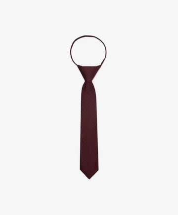 Cravată cu clips, model în carouri, bordo, pentru băiat, Gulliver