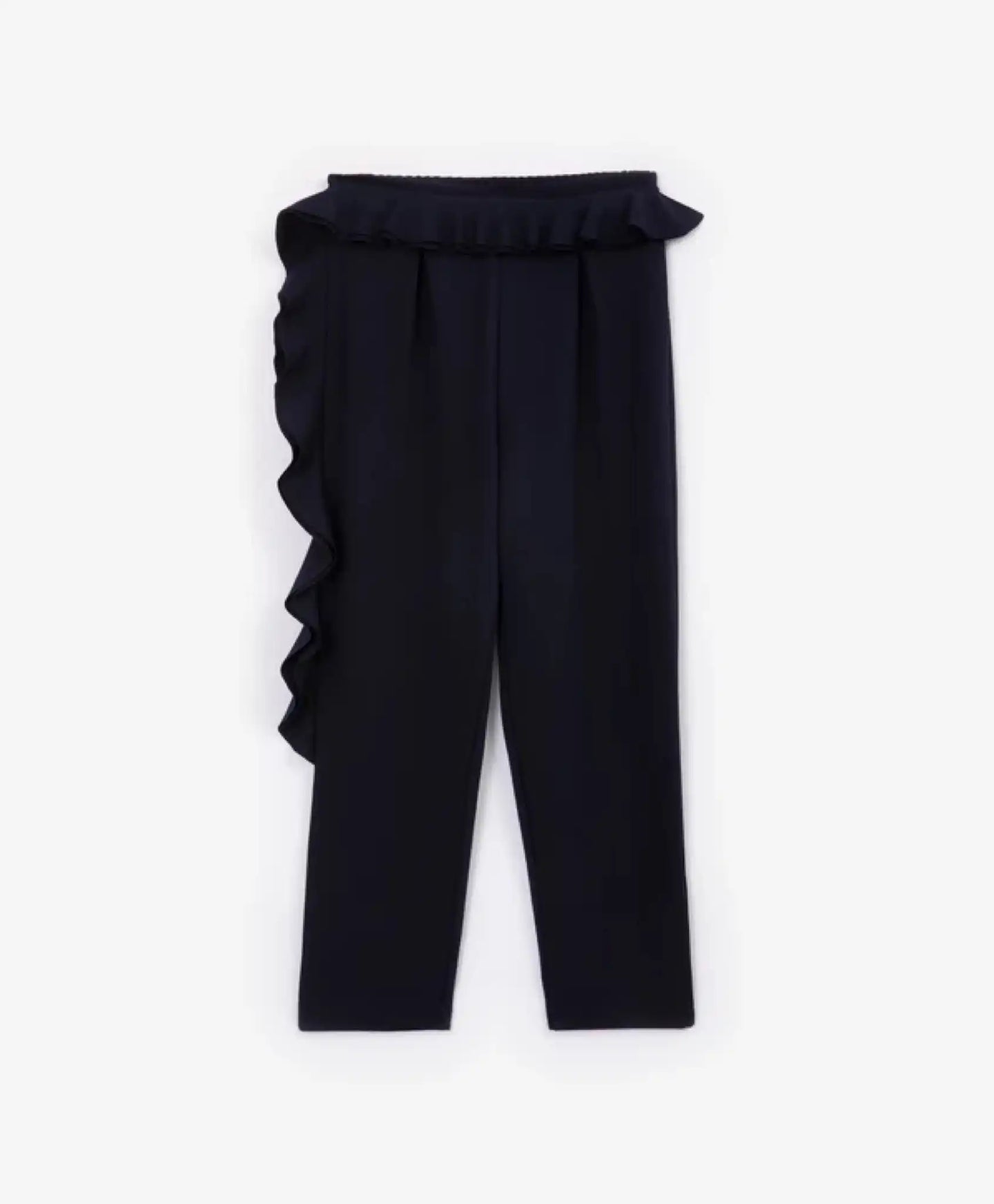 Pantaloni conici cu volane, albaștri, pentru fată, Gulliver